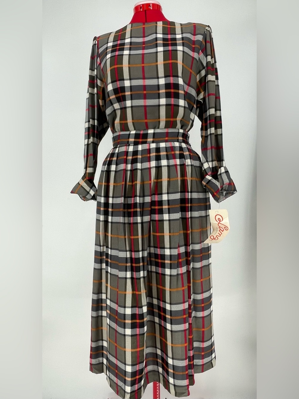 NWT Lanz Originals 70s 80s Gray Black Plaid 2pc Coord Skirt & Top Set